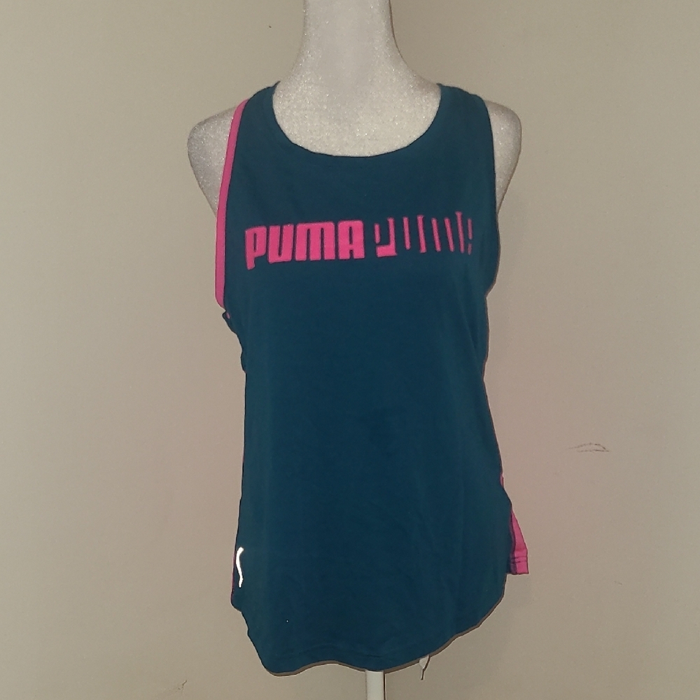 Puma Blue Sleeveless Tank Top Athletic Fit